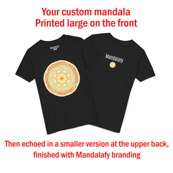 Black T-shirt, Youth - Stand out from the crowd: Your custom mandala shirt is a wearable piece of your personality - Image 2
