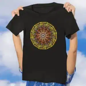 Black T-shirt, Stained-Glass Sunshine